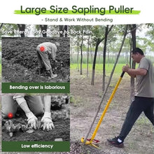 Heavy Duty Tree Root Puller Tool, High-Leverage Garden Sapling with Long Handle - Fully Uproots Woody Stems, Metal Stake Fence Post Remover