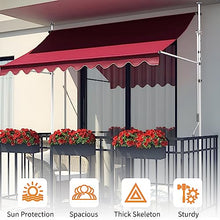 CHENWMZ Adjustable Patio Awning with Hand Crank Freestanding Garden for Sun Protection Height Adjustable 3.5m Balcony Shade Outdoor Umbrella for Deck and Terrace.