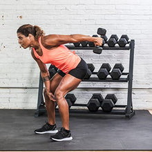 Lifeline Hex Rubber Dumbbell Set with Weight Rack Black