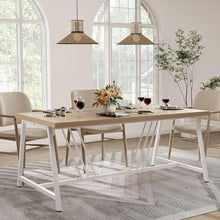 FURUIM2024M Dining Table 70.3 Inch Large Modern Dining Table for 6-8 People Rectangular Kitchen Table Faux Marble Top and Gold Geometric Metal Legs Table and Chairs Dining