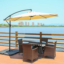 USZWBY Cantilever Umbrella Garden Banana Parasol Patio Hanging Sun Shade,w/Crank Cross Base Hanging Offset Umbrella Frame,300cm (Beige)