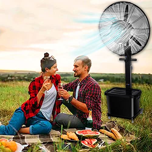 CUTPOIY Outdoor Misting Fan, 90° Oscillating Pedestal Fan with 42L Tank, 3 Speeds for Patio Cooling, Fan Blade 750mm