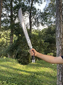 Fwosi Tactical Machete - 13-Inch Full Tang Magar Machete Fixed Blade Knife, Custom Knife with Carbon Steel Blade - Handmade in Nepal - Plus Leather Sheath with Belt Loop