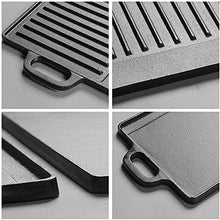 Cast Iron Outdoor Baking Tray Double-sided Iron Plate Cast Iron Pan BBQ Griddles Cookware (Size : Small)