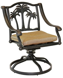 Patio Land Palm Tree Outdoor Patio Swivel Rocker Dining Chairs Dark Bronze