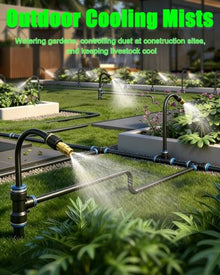 Oracra 360 Bendable Drip Irrigation Kit, Brass Sprinkler Garden Watering System, Adjustable Cooling Mist Sprinkler for Fence, Lawn, Dust Control Misting