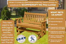 Amish Craftsmanship Made in USA 3-Person 5FT Plastic Poly Lumber Wood Glider Premium Colors HDPE with No wood fibers Memorial Patio Porch Glider Mission Series English design 1000 lbs Limit