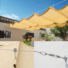 Retractable Wave Sun Shade Sail Waterproof Rectangle Shade Cloth PES Awning Canopy 95% UV Block With Rope Outdoor Patio Party Awning Cloth Durable Garden Shade Sail(W1.6*L20m/W5.24*L65.62ft)