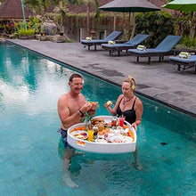 ERoomQ Floating Tray for Pool Hot Tub Breakfast Water Basket Bamboo - Outdoor Rattan Serving Swimming Pool Floating Food Tray Waterproof Durable (White)