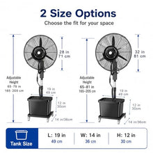 Misting Fan with 12 Gal Water Tank and 4 Ice Packs, Adjustable Height