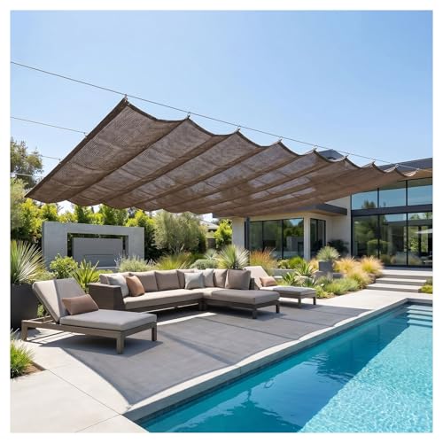 FENGZEQUAN Wave Shade Sail,Retractable, Slide Wire Wave Shade Sail, Sun Shade Sail UV Resistant Sun Protection Wave Canopy Cover,for Pergola, Porch, Terrace, with Mounting Kit(W3*L18m/W9.84*L59.05ft)