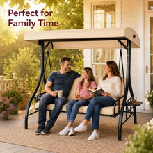 DobleePy Outdoor Porch Swing with Stand and Canopy, 3 Seats Outdoor Swings