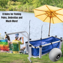 Jeremywell Outdoor Heavy Duty Aluminum Fishing Cart/Beach Cart with Large Wheels for Fishing, Camping, 35"x 16" Basket, Anti-Corrosion, Heavy Duty