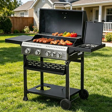 2-Burner Propane Gas Grill, 2-Tier Cooking Area with Warming Rack, Built-in Thermometer, Side Shelves & Spice Rack for Backyard, Patio, BBQ