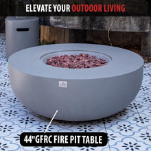 AMS 44" Round Concrete Natural Gas Fire Pit Bowl Table (Light Gray)