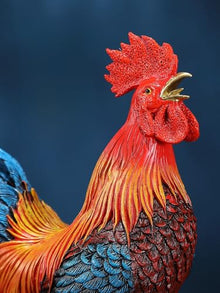 FENGSHUI-CAISHEN Extra Large Colorful Metal Rooster Statue