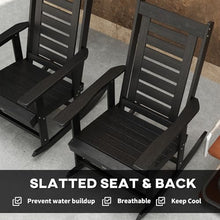 Amgalers 2Pcs Outdoor Rocking Chairs, Porch Patio Rockers with Slatted Seat 265LBS Capacity for Gardens, Backyards, Balconies(Black)