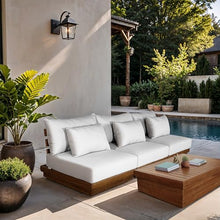 Meridian Furniture 111White-S3B Mirella Collection Modern | Contemporary Outdoor Patio 3pc. Modular Sofa with Solid Teak Frame, Water Resistant Fabric, 111" W x 38" D x 27" H, White