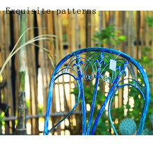 FENOKD Old Tables and Chairs Suitable for Outdoor Courtyards Foldable Table and Chair Set Coffee Table Iron Art Home and Garden Decoration 27.5 Inches Blue (Two Chairs)