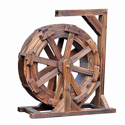 Water Wheel Fountain,Water Fountain for Garden,Ornament Fountain Indoor Outdoor Wood Feng Shui Wheels Waterfall Water Feature Decoration,for Patio,Terrace,Pond,Balcony,Rockery (Size : 90cm)