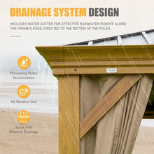 Outdoor Hardtop Gazebo, 14' X 20' Metal BBQ Canopy with Galvanized Steel Double Roof, Permanent Pergola with Curtains and Netting, UV-Proof, Suitable for Patio, Deck, Garden (14'X20' (Wood))
