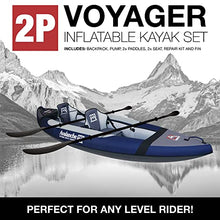 Avalanche 2-Person Voyager Inflatable Kayak Set Blue Green