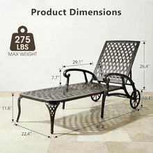 Andehomy Cast Aluminum Outdoor Chaise Lounge Chair with Wheels, Patio Chaise Lounge with 3-Position Adjustable Backrest, Tanning Chair Reclining Chair for Poolside, Bronze (Set of 2)