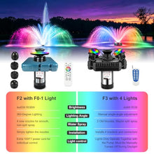 Goldlife Pond Fountain Aerator With Lights, F2 w/ F0-1 Light, 7 Nozzle, 1HP