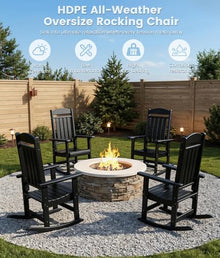 FOOWIN Outdoor Rocking Chair Set of 4, Oversized Rocking Chair Outdoor