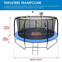 FYU 14FT Trampoline with Basketball Hoop & Safety Enclosure 760 LBS Capacity