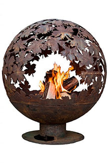 Esschert Design FF1014 Leaf Fire Sphere, Rust Metal Finish - X Large