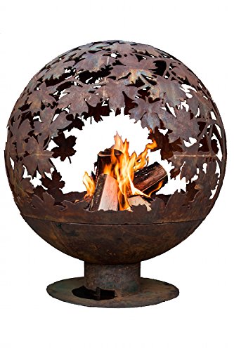 Esschert Design FF1014 Leaf Fire Sphere, Rust Metal Finish - X Large