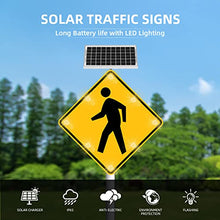 Generic 30" Solar Pedestrian Crossing Sign LED Yellow