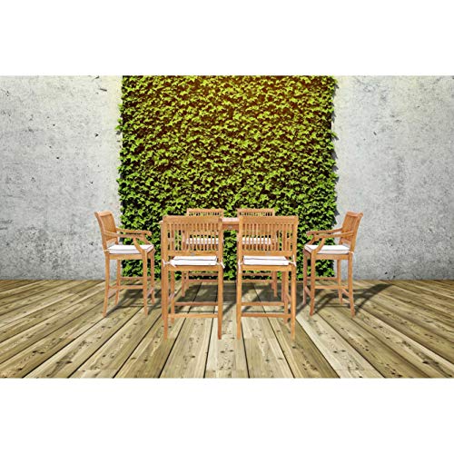 MISC Rectangular Teak Wood Bistro Counter Table 63 X 35 Inch Brown Hand Waxed Weather Resistant