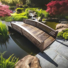 SamsGazebos Butterfly Garden Bridge with Diamond Lattice Railings 6 ft Light Brown