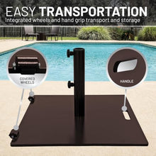 OROTLECT US Weight 75 lb. Free Standing Flat Steel Outdoor Patio Umbrella Base with Wheels in Brown