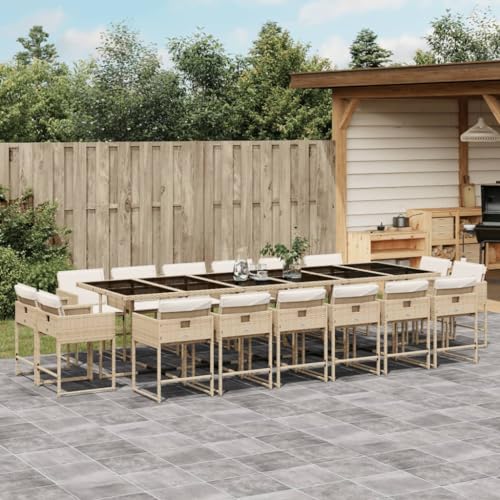 AMBERARD Patio Dining Set Set of 16 Beige Furniture Set