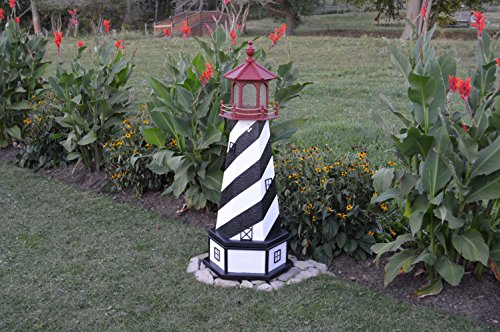 Backyard Crafts Amish-Made St. Augustine, FL Replica Lighthouse with Base and Solar-Powered LED Lighting, 70" Tall