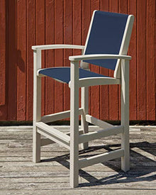 Polywood 9012-SA901 Coastal Bar Chair, Sand/White Sling
