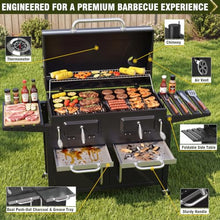 Bestfire 63" Oversized Charcoal Grill with Smoker, Large Outdoor BBQ