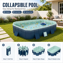 Foldable Above Ground Pool, Rectangular Family Kiddie Wading Paddling Pool