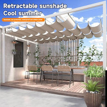 JHIAADEY Retractable Pergola Shade Cover，Sliding Wave Shade，Shape Design for Sunblock Thermal Insulation ，UV Protection Retractable(W:2.6m/102in*L:18m/59ft)