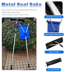 6.2-21 ft Adjustable Roof Snow Rakes Poles, Aluminum Rooftop Powder Snow Shovels for Seniors, Portable Snows Removal Tool for Solar Panels Porch(With Oxford cloth)