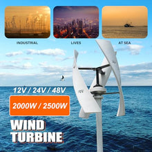 ZHOZHUT 2000W / 2500W Vertical Wind Turbine Generator 3 Blades 12V / 24V / 48V Low Noise Rotation Wind Turbine Generator with MPPT Controller Maglev Wind Turbine for Home Use,White,2500W12V