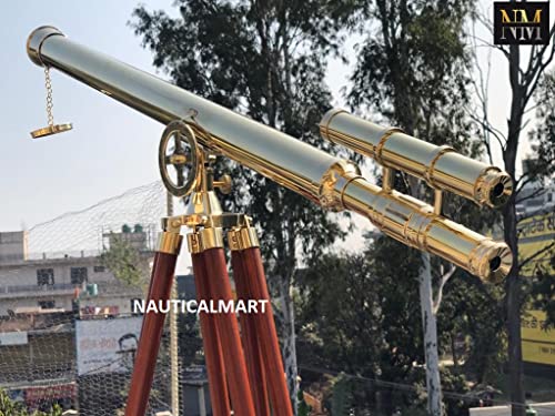 NauticalMart Floor Standing Brass Griffith Astro Telescope 64" Brown