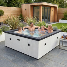 Wave Garda Eco-Foam Hot Tub | Square Energy-Efficient Outdoor Spa with 90 Bubble Jets, Built-in Heater, WiFi App Control and Insulated Cover | Pebble White | 6 Person | Standard
