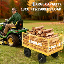 Takywep 1500 LBS Steel Garden Cart, Heavy Duty Pullable Garden Wagon with 13" Flat-Free Tires & Adjustable Handle, Outdoor Utility Yard Wagon Cart with Detachable Side Panels, Yellow
