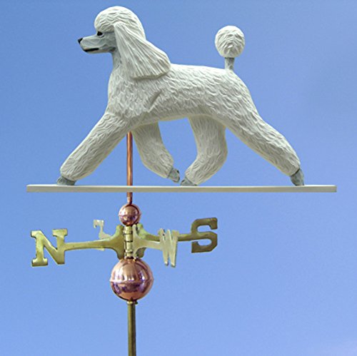 Poodle Hand Carved & Painted Weathervane 32 Inch White