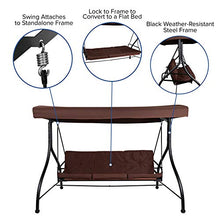 Flash Furniture 3-Seat Outdoor Patio Swing with Canopy, Brown