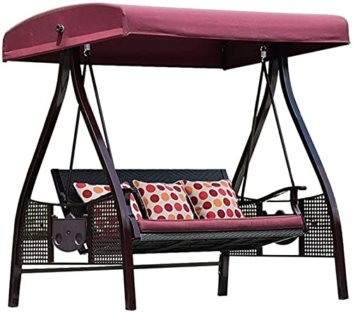 Large Outdoor Porch Swing Garden Patio Swing Chair Porch Swing with Stand Outside Furniture Outdoor Swing Rocking Chair, Cushion Waterproof Polyester Cloth Garden Recliner(190*120*185cm)
